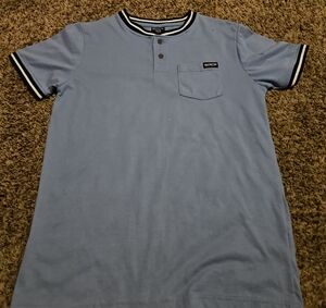 Light Blue Henley Pocket Short-Sleeve Shirt